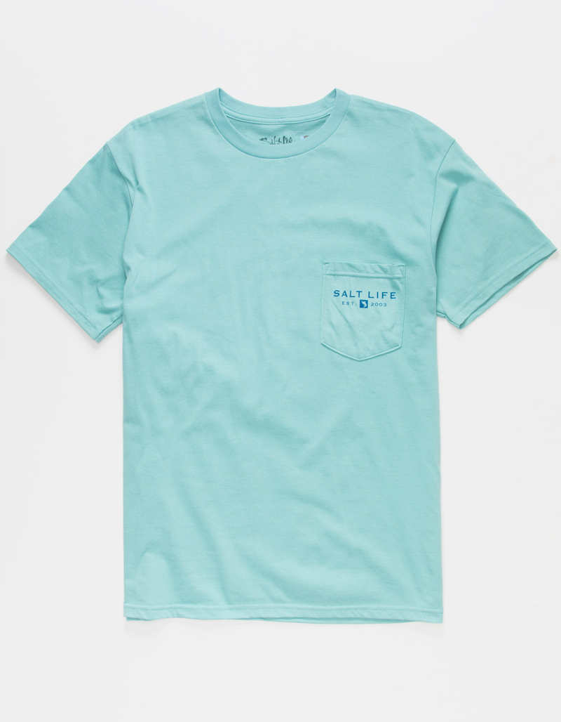 SALT LIFE Live By The Sea Mens Pocket Tee image number 1