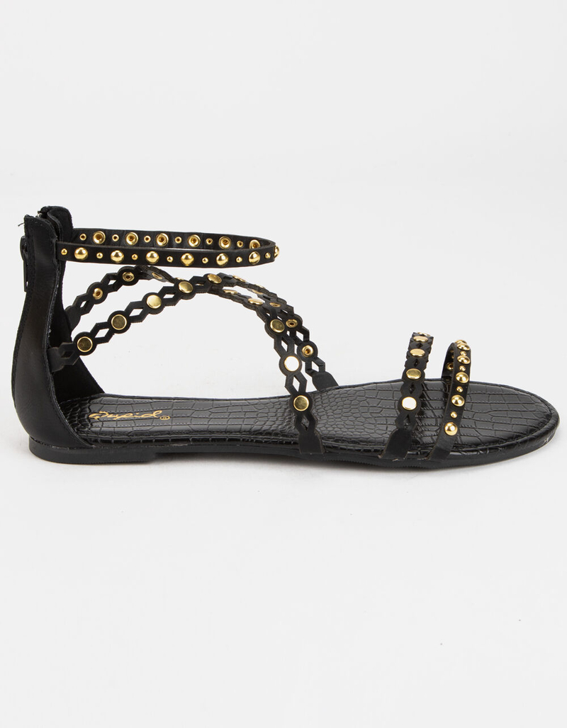QUPID Studded Womens Black Gladiator Sandals image number 2