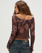 FULL TILT Floral Mesh Womens Hanky Top image number 4