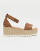 SODA Espadrille Ankle Strap Womens Tan Flatform Sandals image number 2