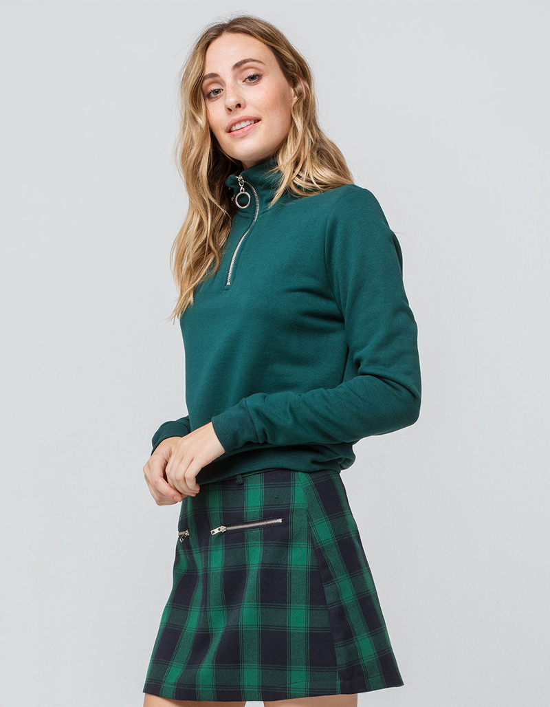 FULL TILT Half Zip Hunter Womens Crop Sweatshirt image number 0