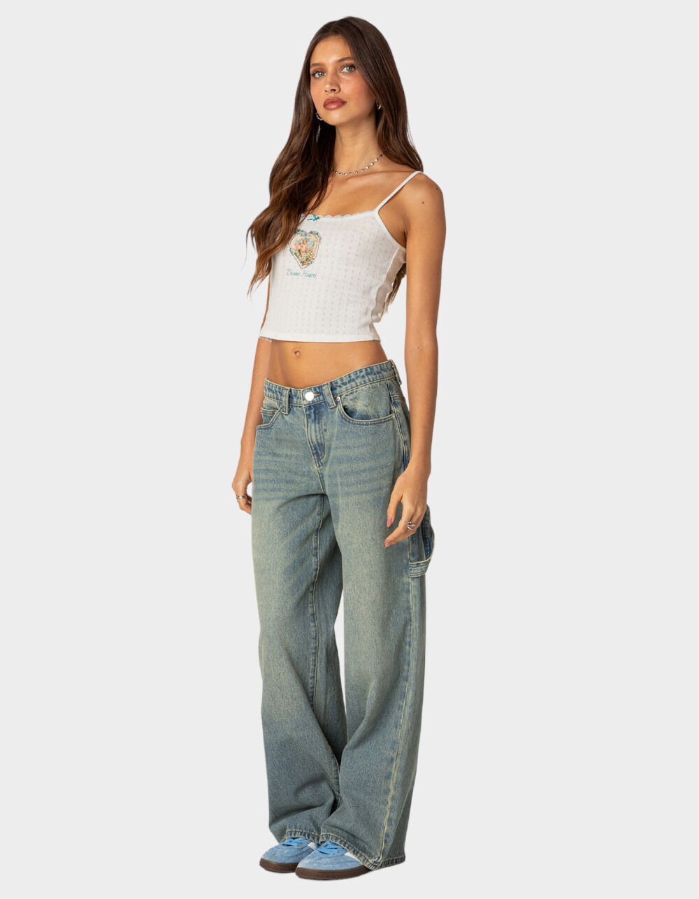 カーペンター ブルーチェイサー 84/18 Carpenter No.1505 EDIKTED Carpenter Low-Rise Womens Jeans - LIGHT BLUE - M | Tillys