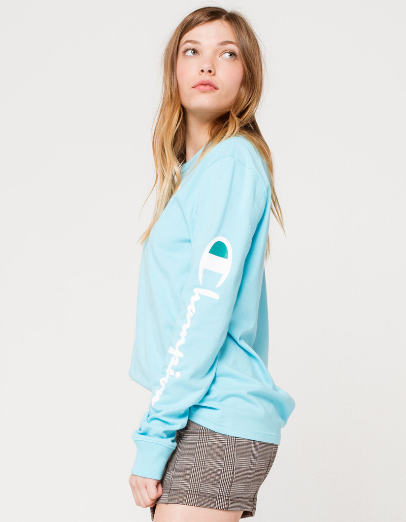CHAMPION Womens Sky Blue Boyfriend Tee image number 1
