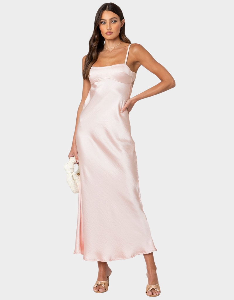 EDIKTED Vienna Open Back Satin Maxi Dress image number 4