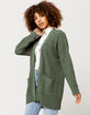 GOOD LUCK GEM Chenille Ribbed Green Womens Cardigan image number 2