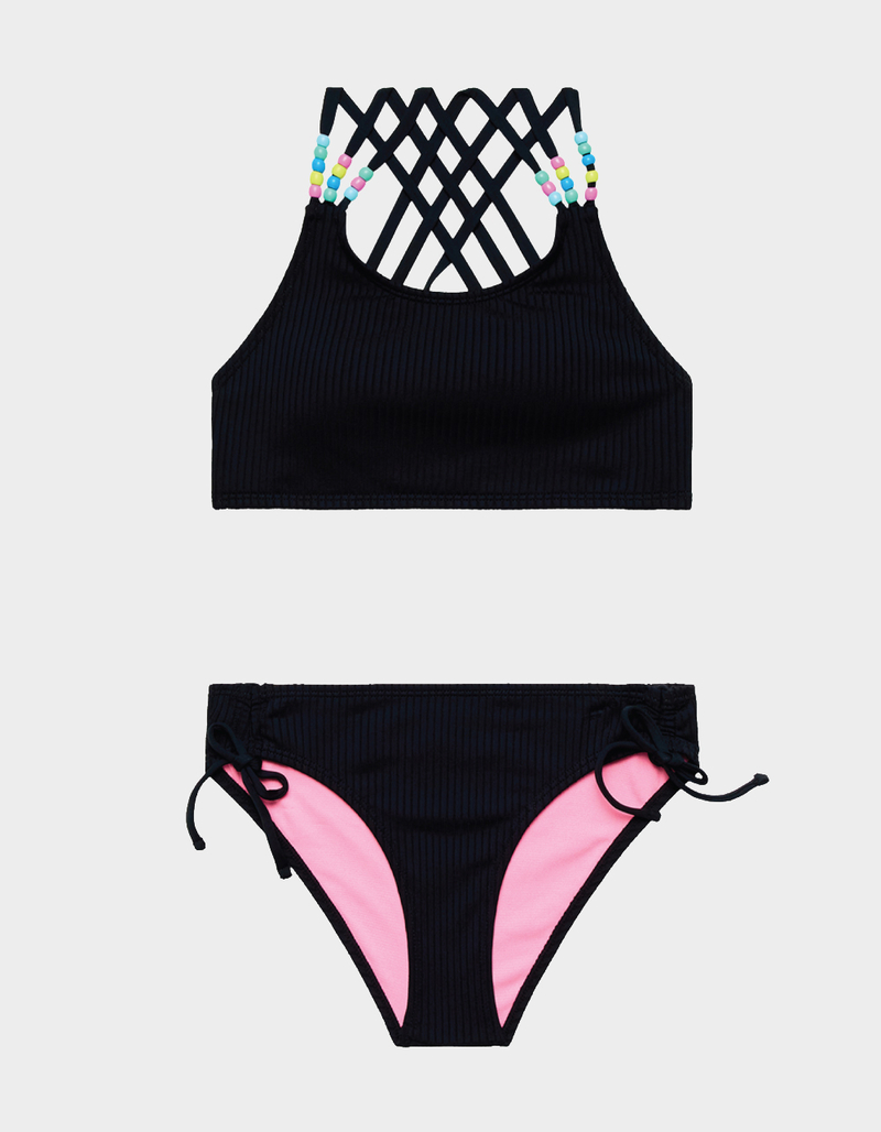BEACH LINGO Candy Girl Bead Bralette Girls Bikini Set image number 3