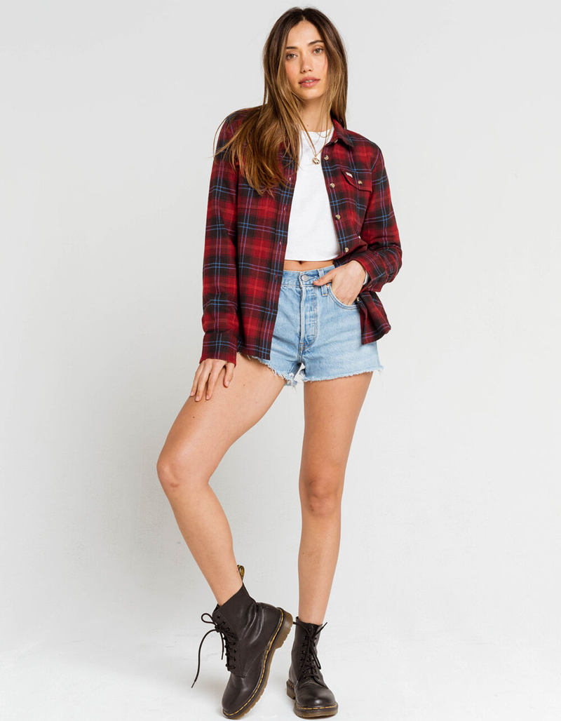 BRIXTON Bowery Womens Red Flannel Shirt image number 3