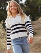 RSQ Girls Stripe Quarter Zip Sweater image number 4