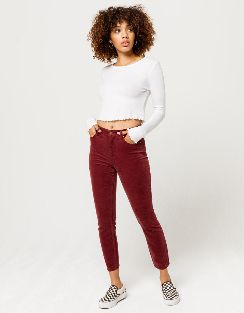 RSQ High Rise Ankle Corduroy Wine Womens Skinny Jeans image number 0