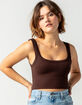 FULL TILT Chevron Rib Womens Brown Crop Tank image number 1
