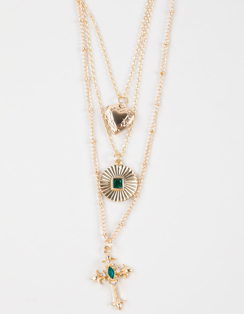 FULL TILT Layered Cross/Locket Necklace image number 1