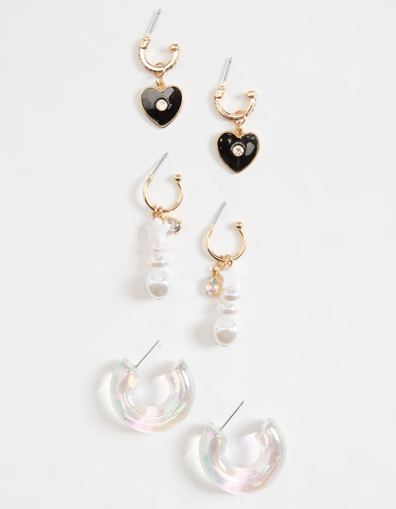 FULL TILT 3 Pack Iridescent Hoop Earring Set image number 0