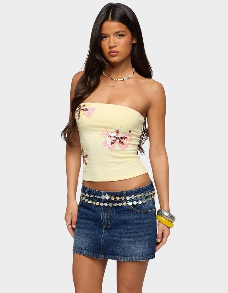 EDIKTED Braelyn Sequin Floral Tube Top image number 0