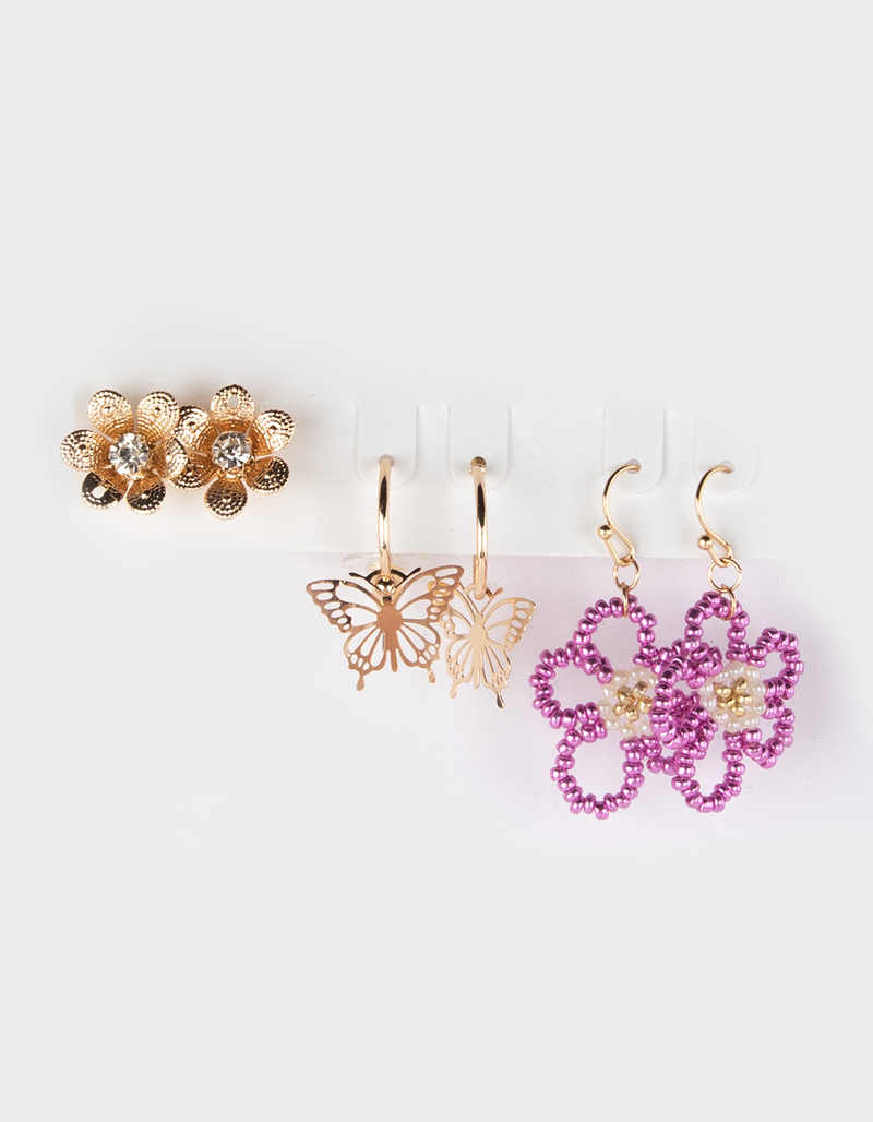 FULL TILT 3 Pack Beaded Flower Earring Set image number 0