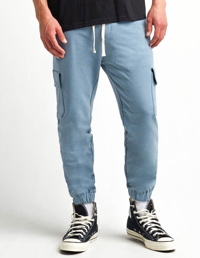 RSQ Mens Slate Blue Fleece Cargo Jogger Sweatpants image number 1
