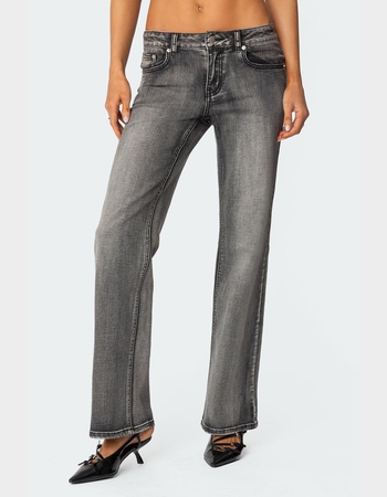 EDIKTED Boot Cut Washed Low Rise Jeans Primary Image