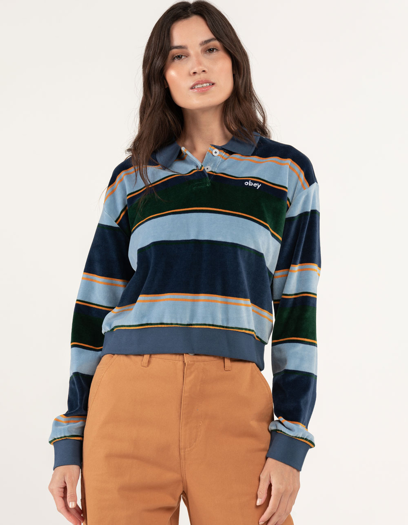 OBEY Georgia Womens Velour Polo Shirt image number 0
