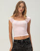 HEART & HIPS Womens Bubble Cap Sleeve Top image number 1