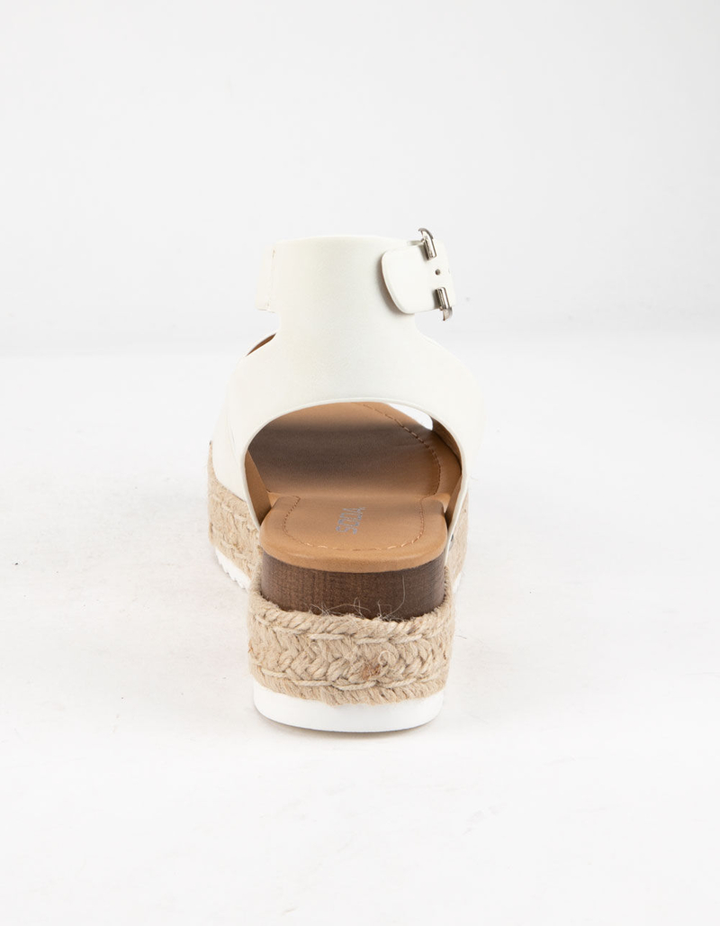 SODA Topic White Womens Espadrille Flatform Sandals image number 3