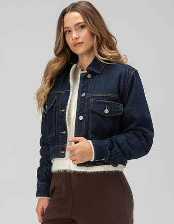 RSQ Womens Sherpa Lined Denim Jacket Primary Image