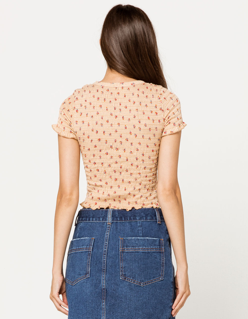 SKY AND SPARROW Smocked Ditsy Taupe Womens Tee image number 2