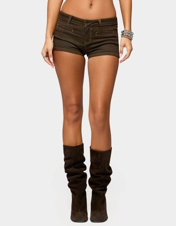 EDIKTED Alita Low Rise Denim Micro Shorts Primary Image