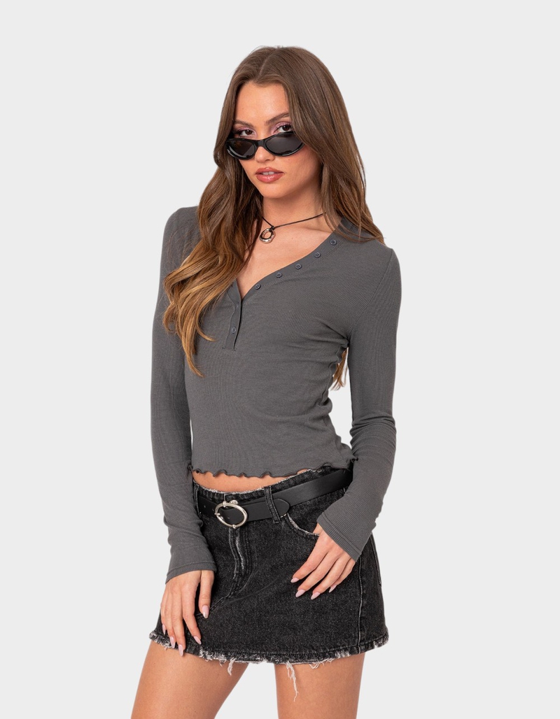 EDIKTED Emerson Button V-Neck Top image number 2
