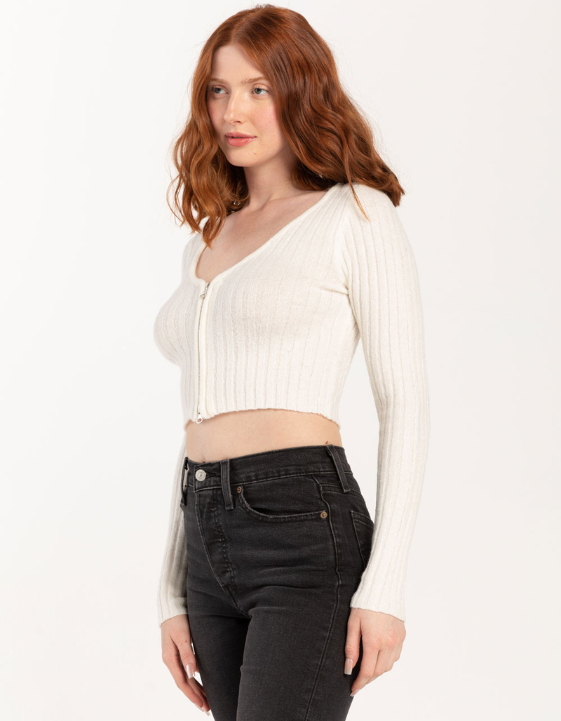 SAY WHAT? Zip V-Neck Womens Sweater image number 2