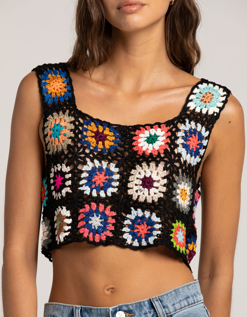 LE LIS Granny Square Womens Crochet Tank Top image number 3