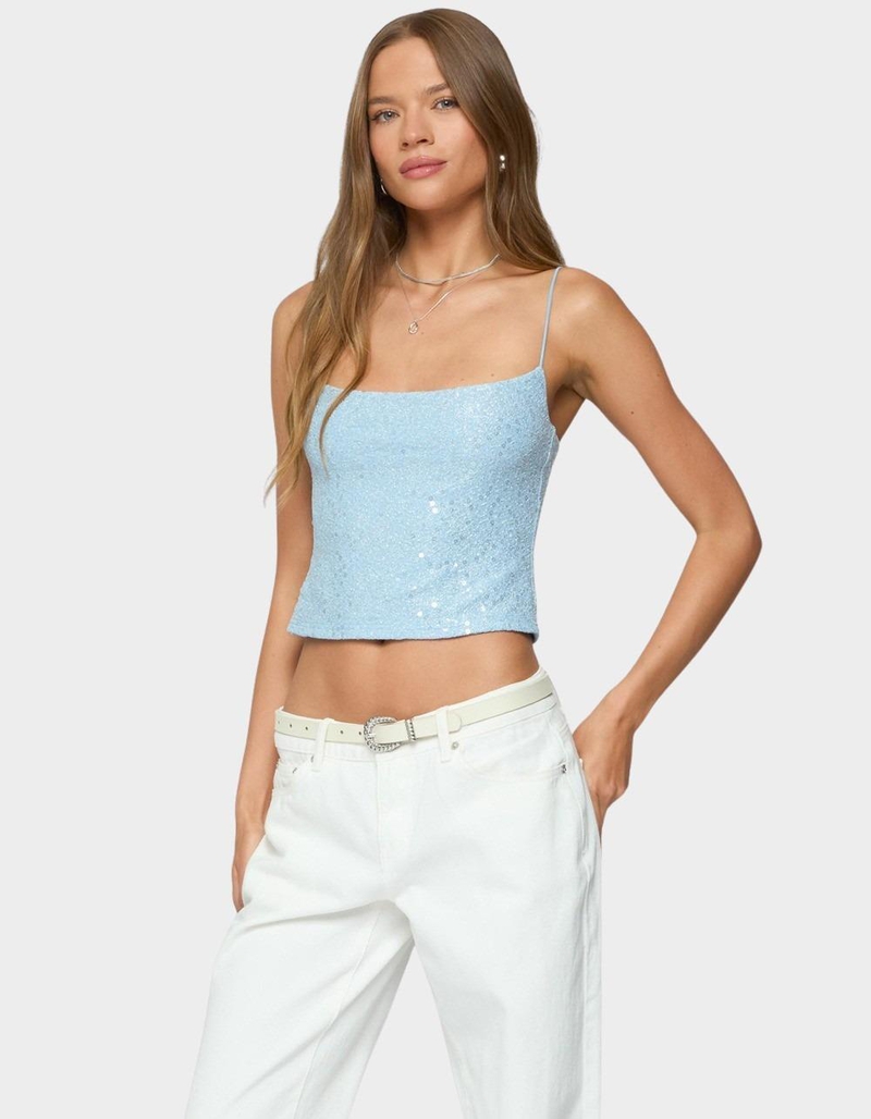 EDIKTED Metallic & Sequin Textured Tank Top image number 4