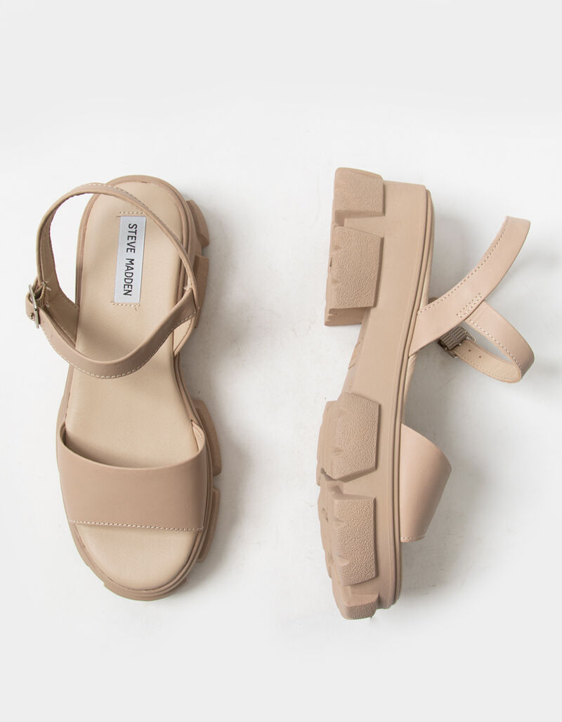 STEVE MADDEN Tazia Womens Tan Leather Sandals TAN 410534412