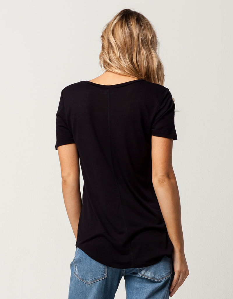 FULL TILT Essentials V-Neck Black Womens Pocket Tee image number 2