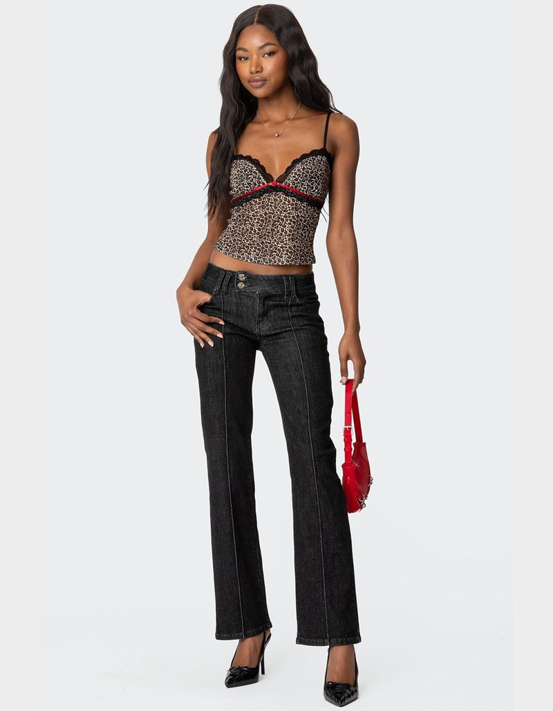 EDIKTED Lacey Leopard Mesh Tank Top image number 1