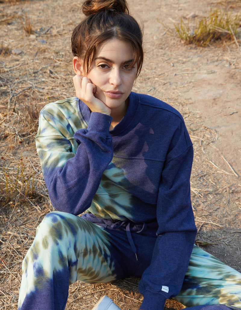 RSQ Tie Dye Mock neck Womens Crop Sweatshirt image number 0