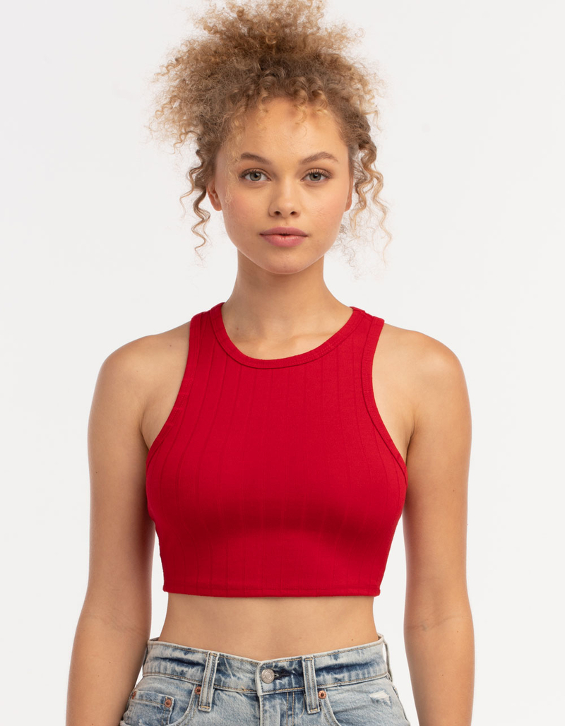 BOZZOLO Womens Ribbed Crop Tank Top image number 0