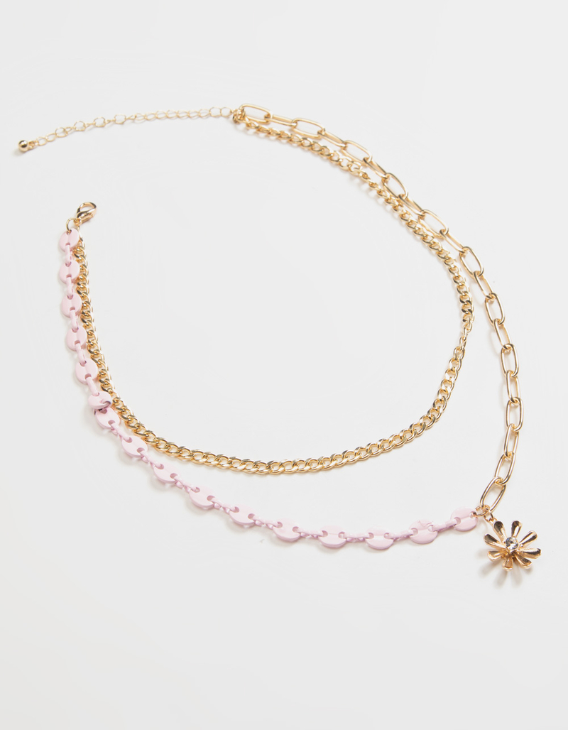FULL TILT Colored Chain Flower Necklace image number 0