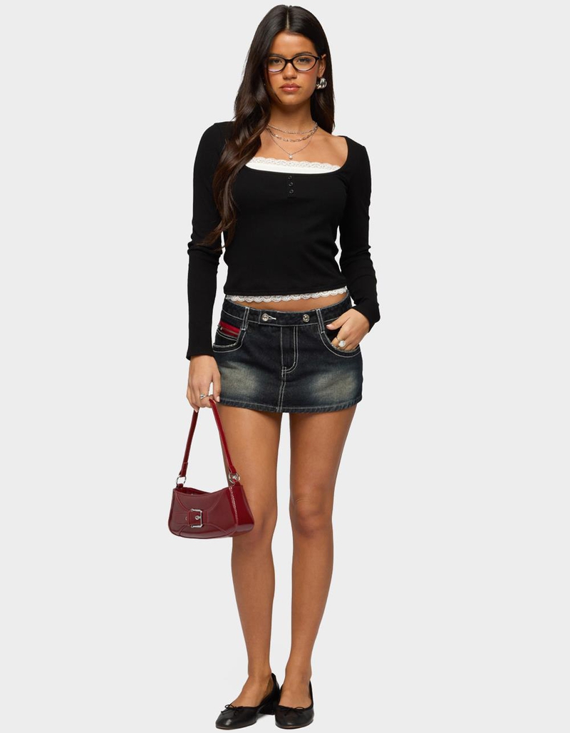 EDIKTED Joana Layered Lacey Henley Top image number 4