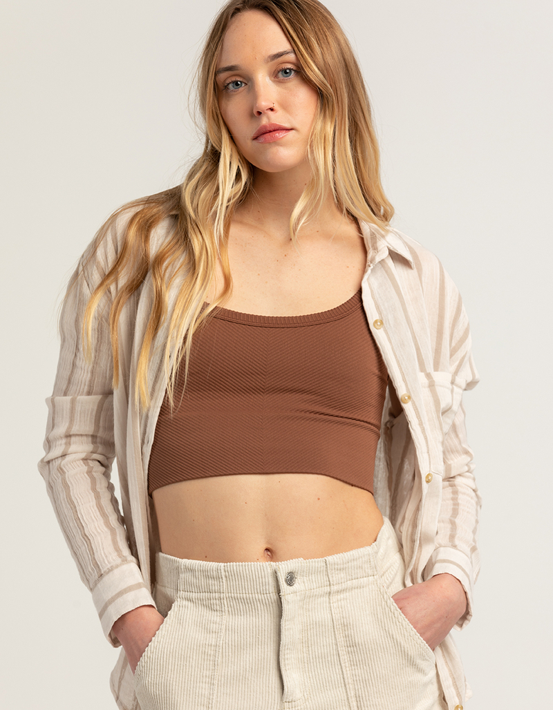 RSQ Womens Stripe Gauze Boyfriend Shirt image number 1