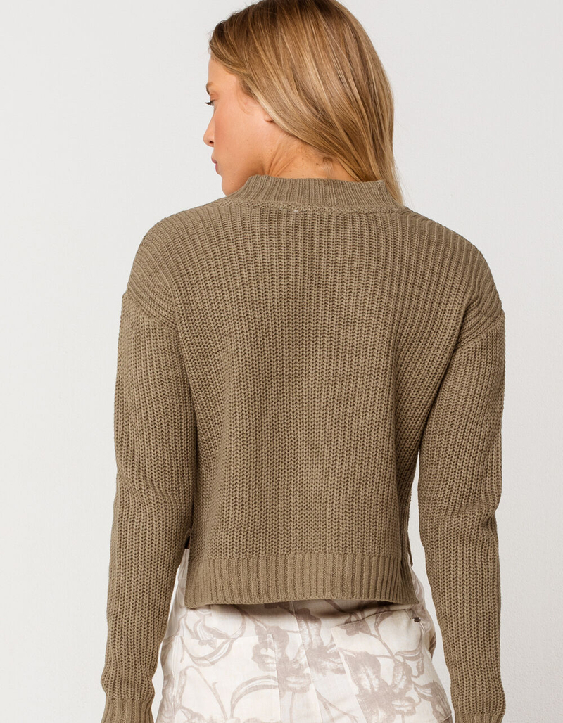 RETROD V-Neck Womens Olive Crop Sweater image number 2