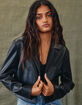 WEST OF MELROSE Faux Leather Womens Crop Blazer image number 1