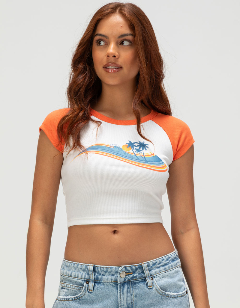 ROXY Wave Stripe Womens Raglan Baby Tee image number 0