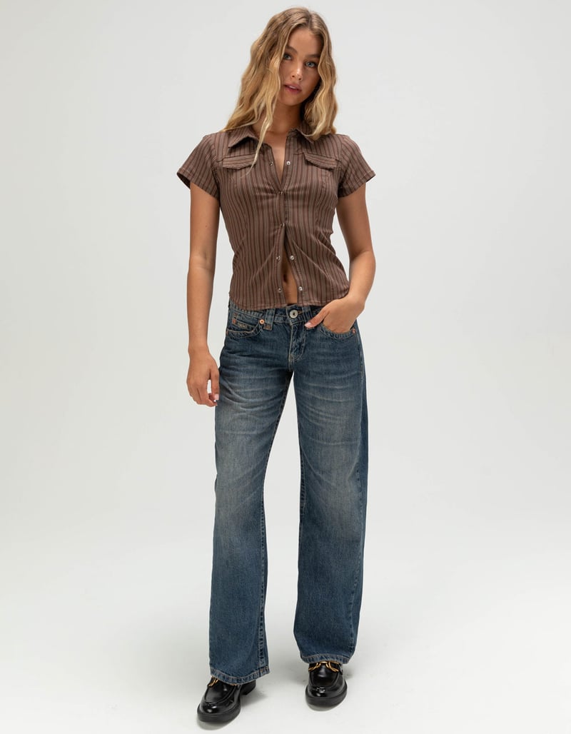 BDG Urban Outfitters Polly Womens Stripe Snap Front Shirt image number 1