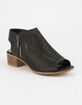 SODA Perforated Block Heel Black Womens Booties image number 1