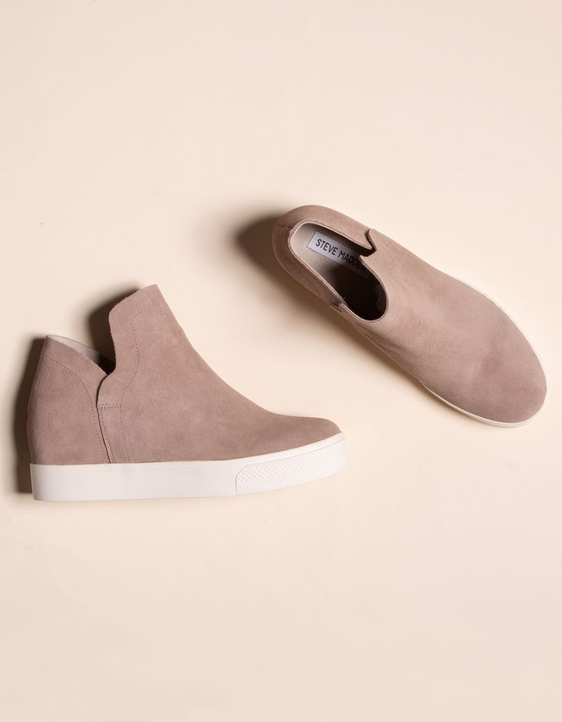 STEVE MADDEN Wrangle Taupe Suede Platform Shoes image number 1