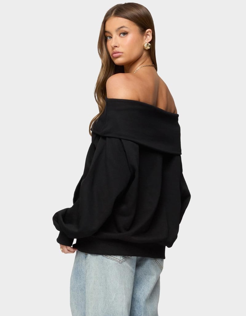 EDIKTED Ashlee Oversized Foldover Sweatshirt image number 2