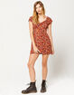 SKY AND SPARROW Ditsy Peasant Button Burgundy Womens Dress image number 4