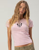 DISNEY Minnie Mouse Womens Embroidered Baby Tee image number 1