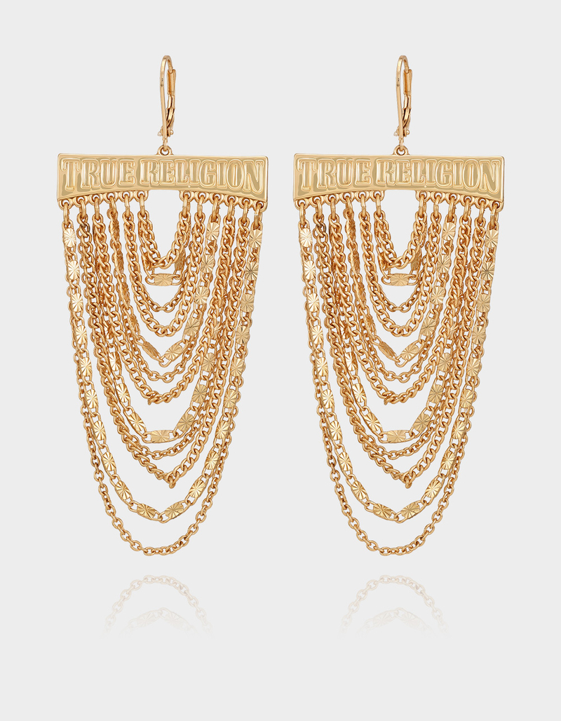 TRUE RELIGION Cascading Chain Statement Earrings image number 0