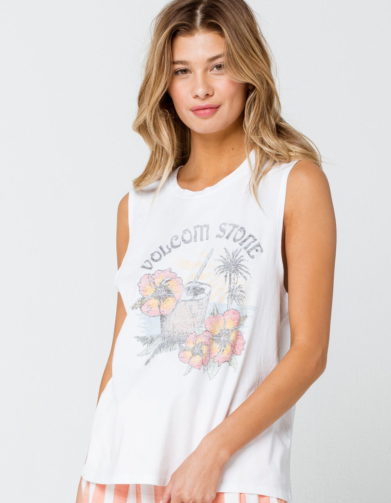 VOLCOM Stone Hour Womens White Muscle Tank image number 0