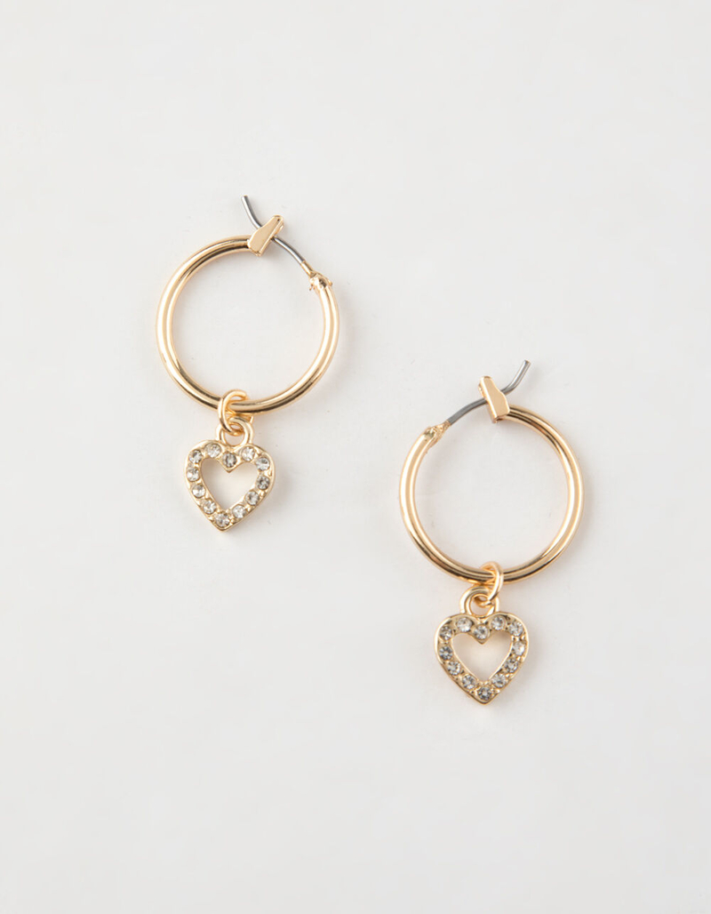 FULL TILT Rhinestone Heart Hoop Earrings image number 0